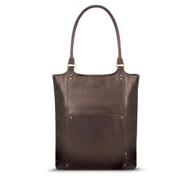 SOLO CHAMBERS LEATHER/POLY BUCKET TOTE DARK BROWN. WALNUT 16